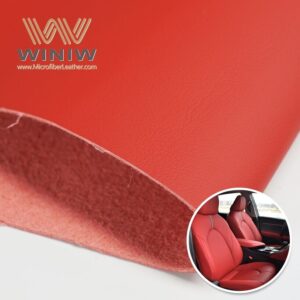 1.8mm Red Fine Wool Pores Imitation Microfiber Leather For Car Heated