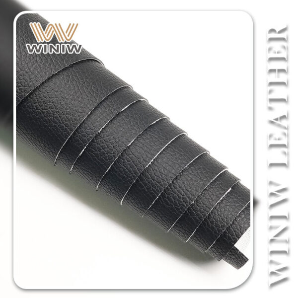 Black Faux Leather Synthetic PVC Polished High-Gloss Surface