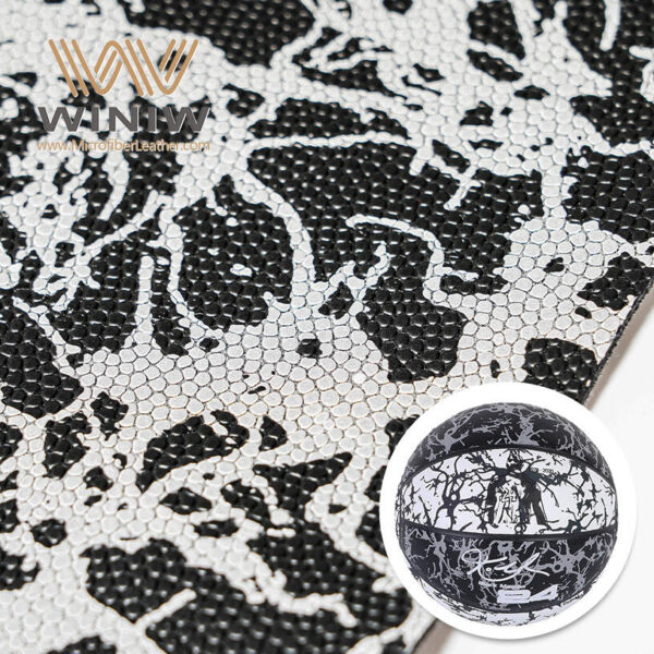 Black Strong Covering Power Composite Leather Imitation For Basketball