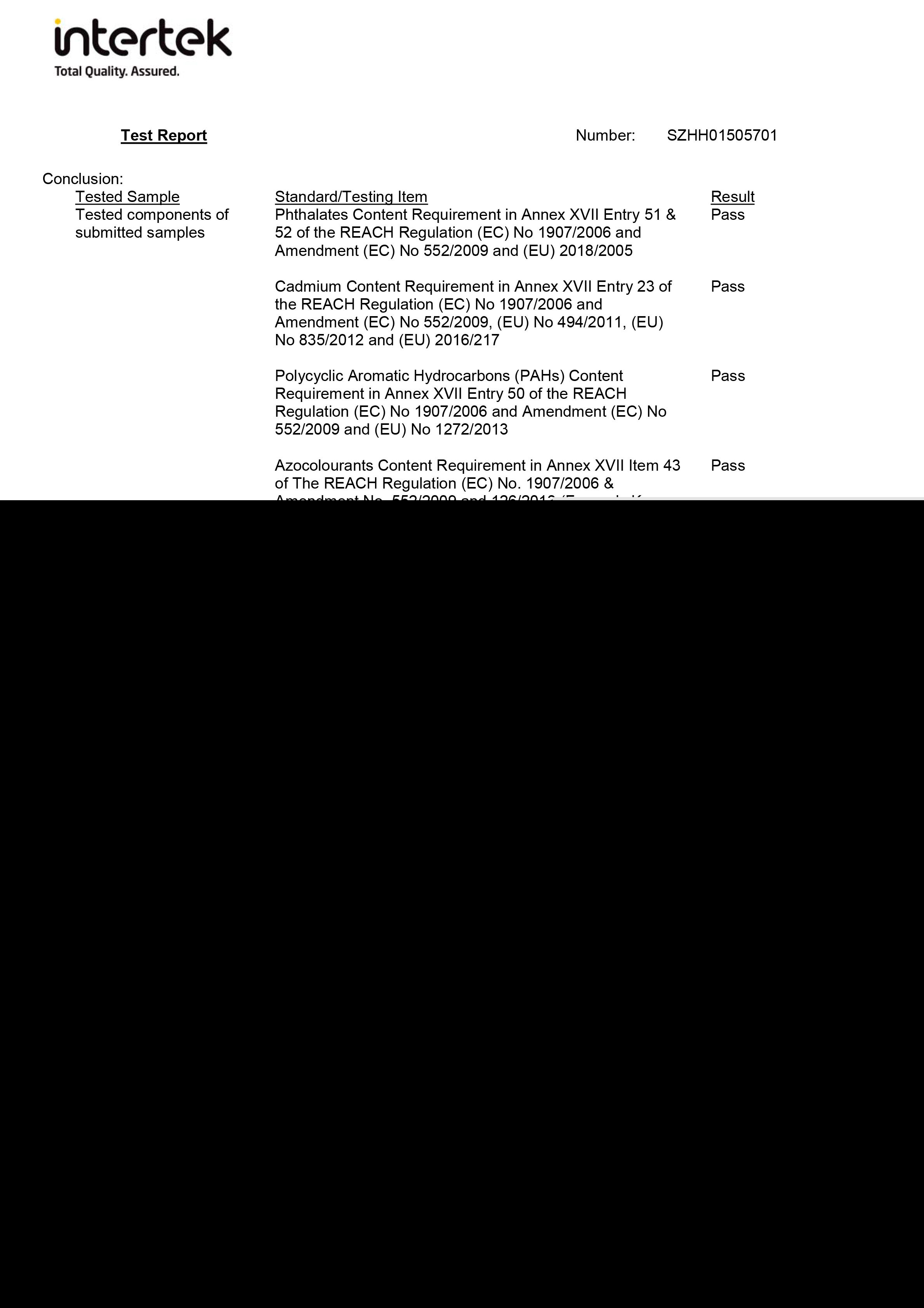 The Environmental Testing Certificate Shows Our Professionalism
