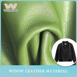 Green Color Faux Microfiber PU Leather for Women Blazer True-To-Size