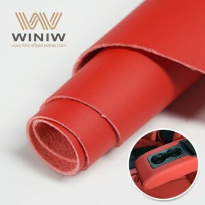 Red Fine Wool Pores Car Heated Crafting Imitation Microfiber Leather