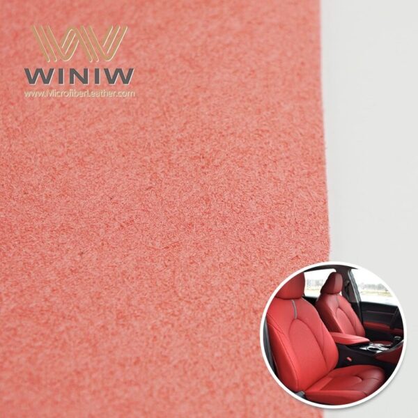 Red Fine Wool Pores Imitation Microfiber Leather For Car Heated