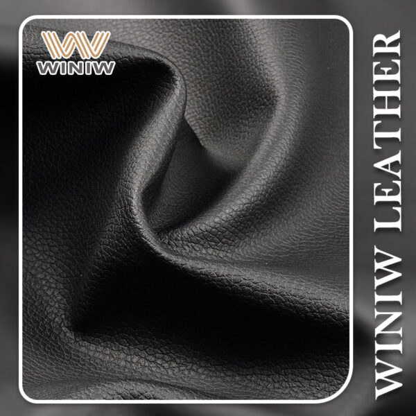 Synthetic Leather PVC Material Textured Surface Black Color